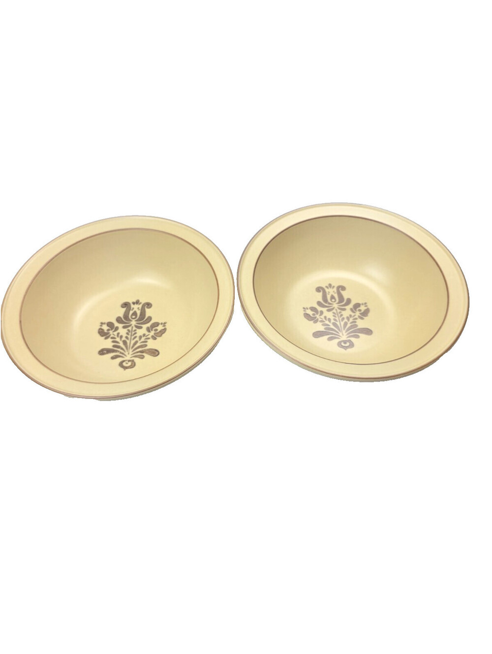 1970s Pfaltzgraff Village 8" Serving Bowl Made In USA Brown Floral 010 set of 2